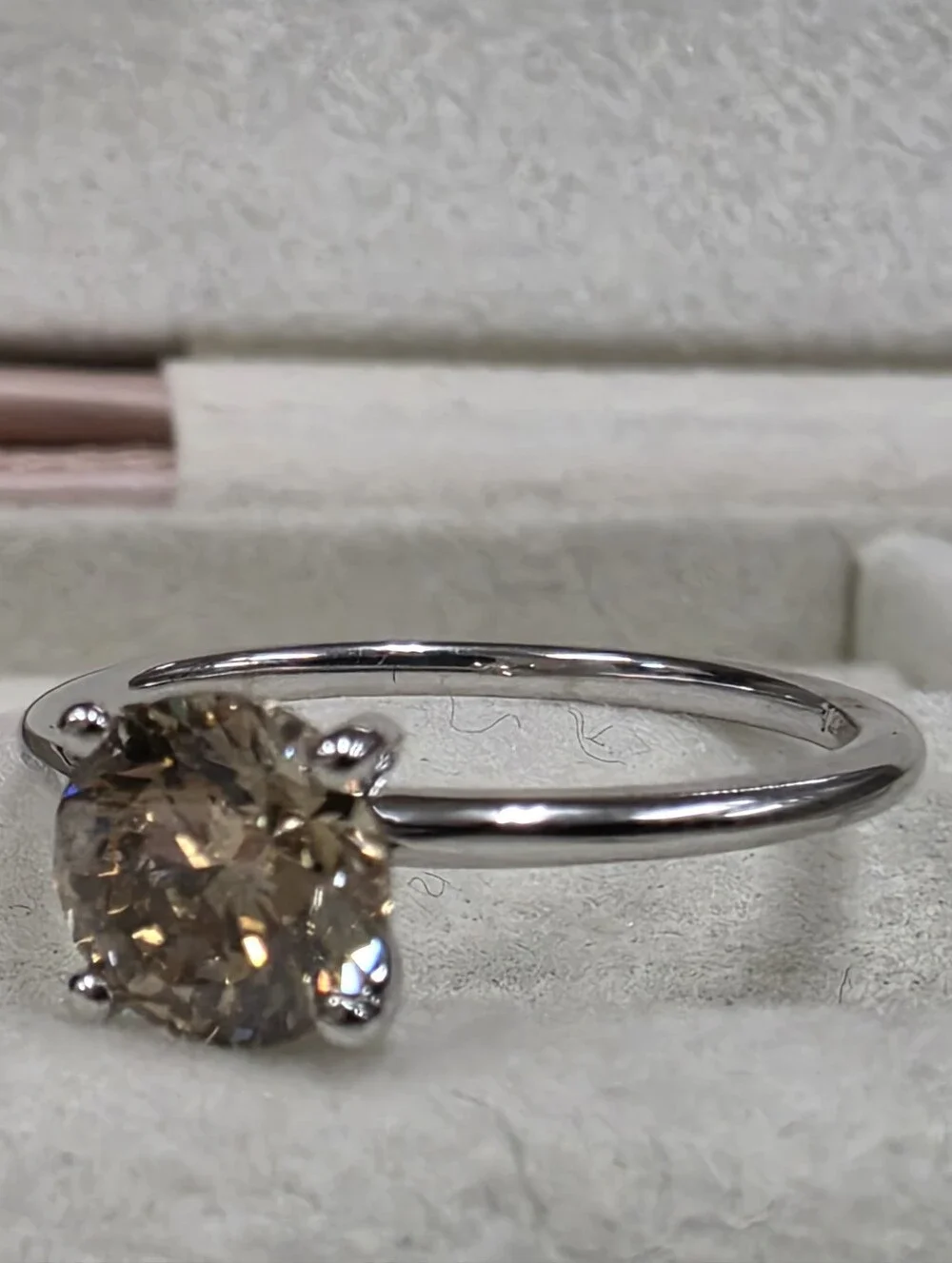 1.50ct. Champagne Diamond Solitaire Ring In 14kt. White Gold